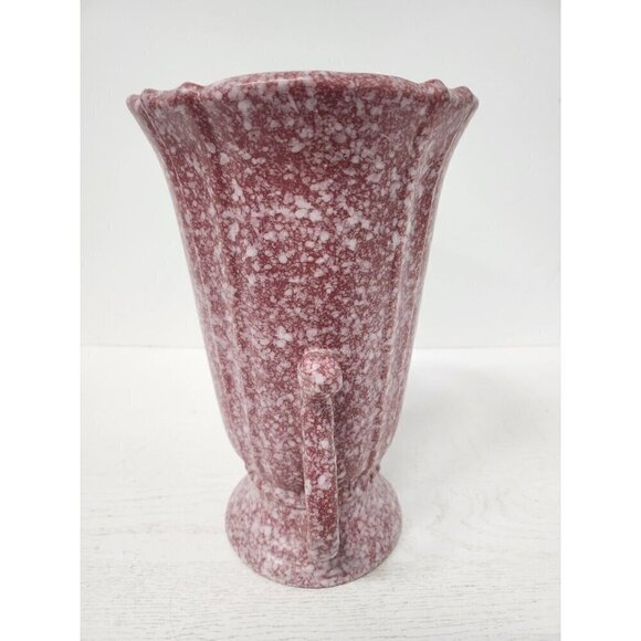 Vintage Robinson Ransbottom  USA Pottery Raspberry Red Speckled Victorian Vase - Picture 5 of 12